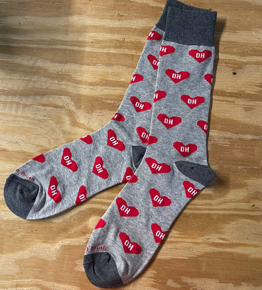 OH Ohio Shape Heart Socks