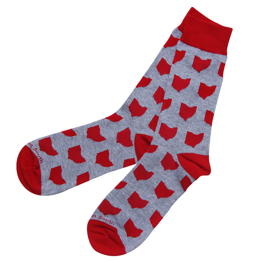 Grey and Red Ohio Socks