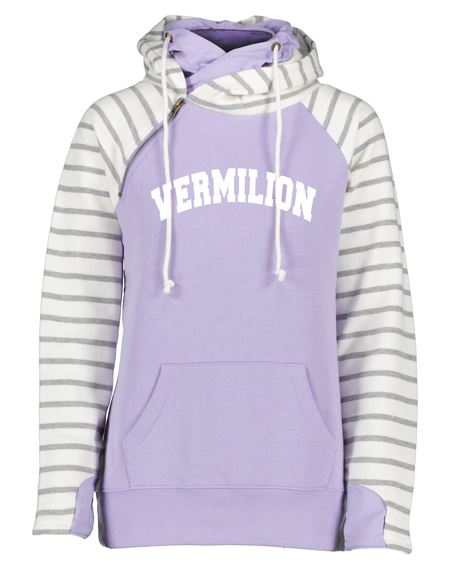 VERMILION STRIPE ZIPPERED HOODIE WITH THUMB HOLES