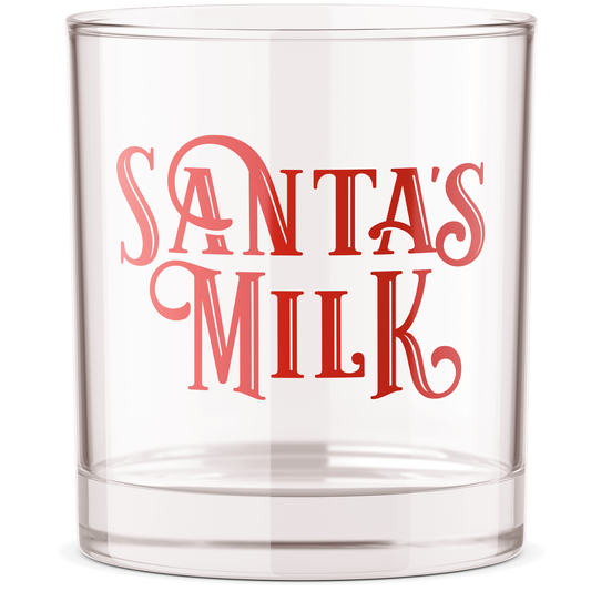 Santa's Milk Christmas Bourbon Whiskey Rocks Glass