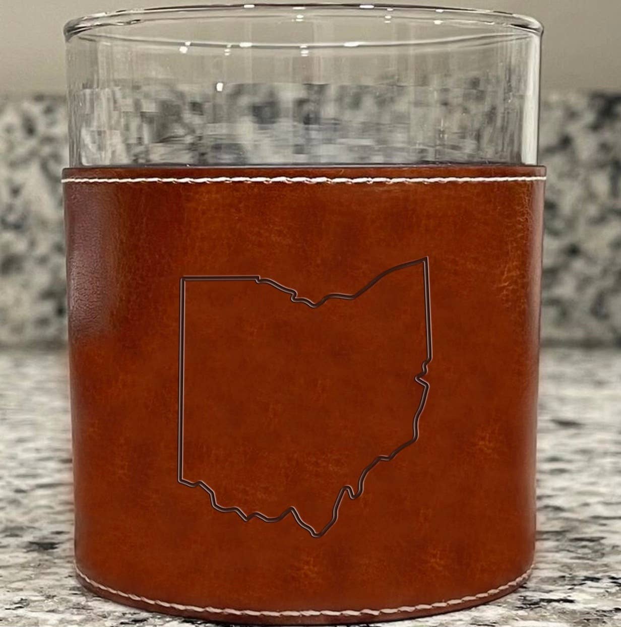 Ohio Faux Leather Rocks Glass